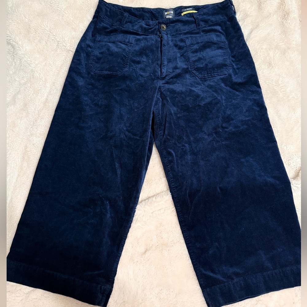 Maeve Colette Navy Wide-Leg Corduroy Pants - Cropped // Sz 16W - Picture 3 of 4